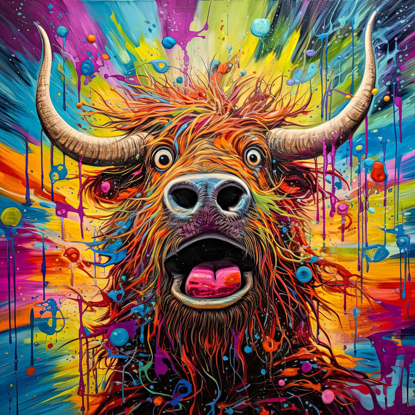 Rainbow Highland Cow