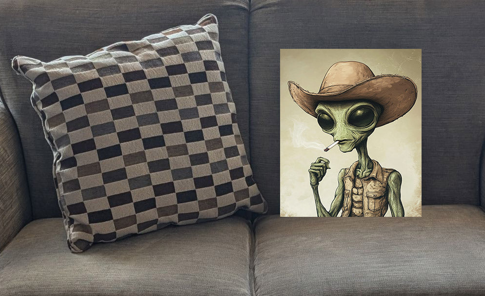 Cowboy alien having a smoke