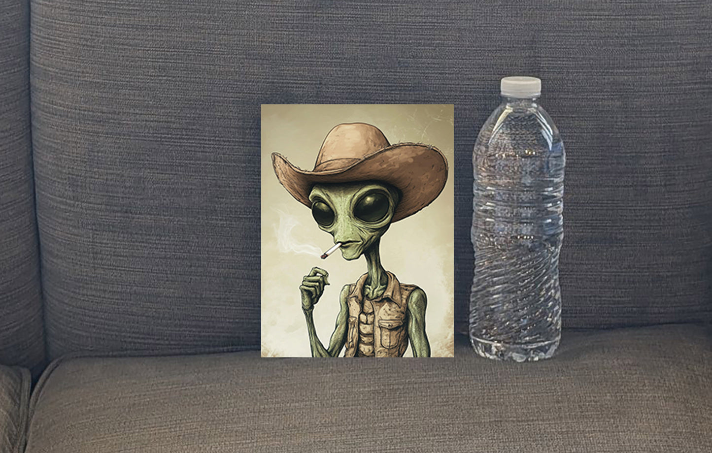 Cowboy alien having a smoke